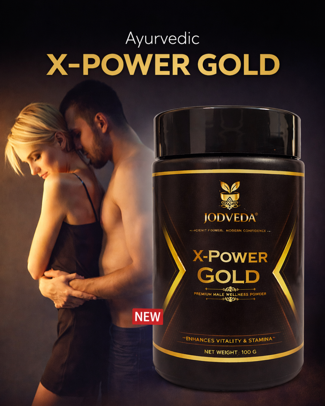 Jodveda X Power Gold Powder for Men | Ayurvedic Energy & Stamina Booster | Strength & Vitality Support | 100g